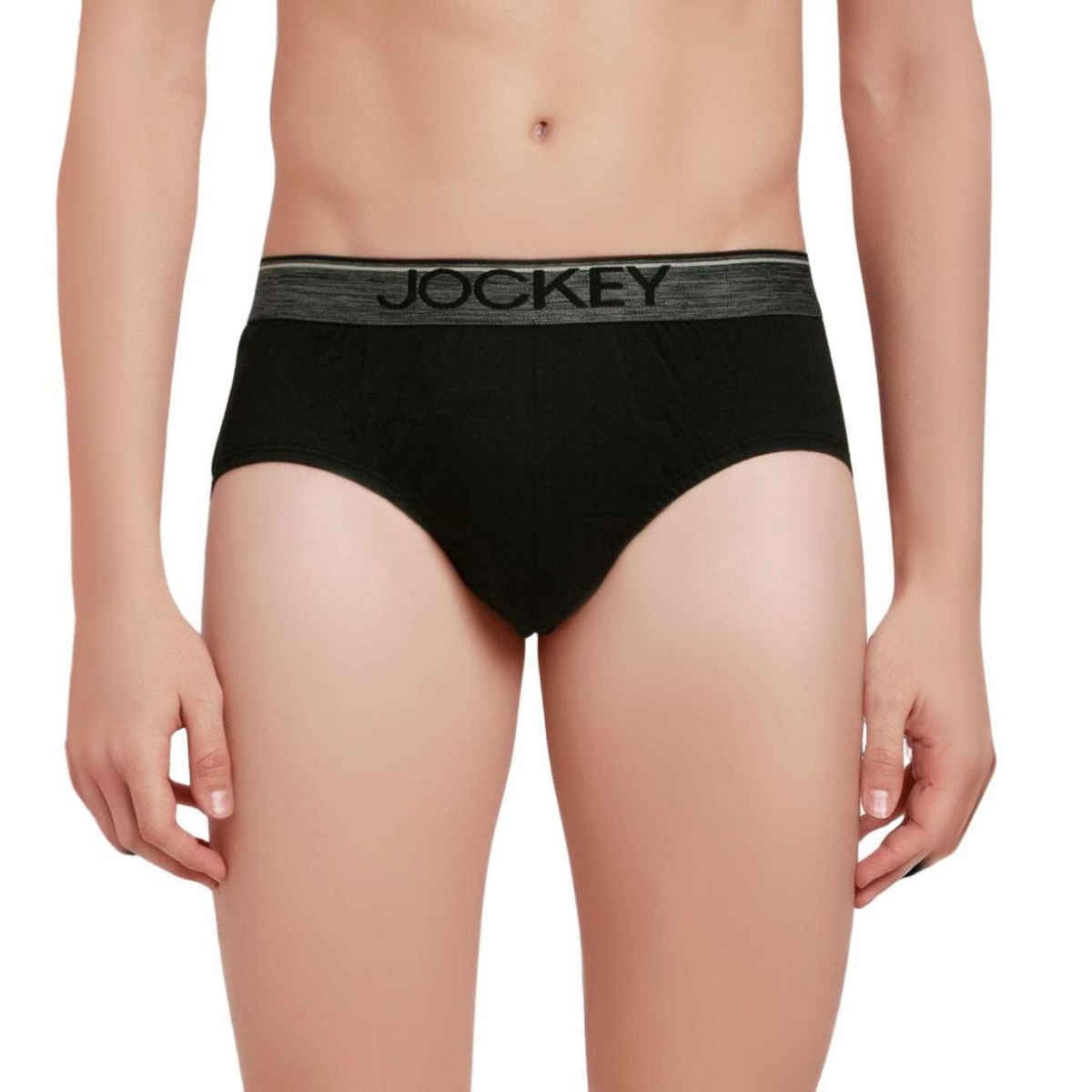 Jockey 8037 Men's Super Combed Cotton Underwear Solid Brief|Ultrasoft Waistband | Black-L