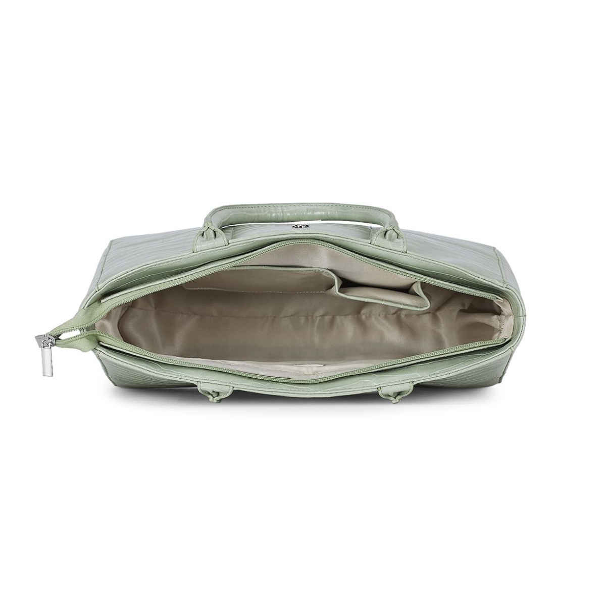 United Colors Of Benetton Women's Textured PU 11.5 L Long Handle Tote Bag | Pista Green - M