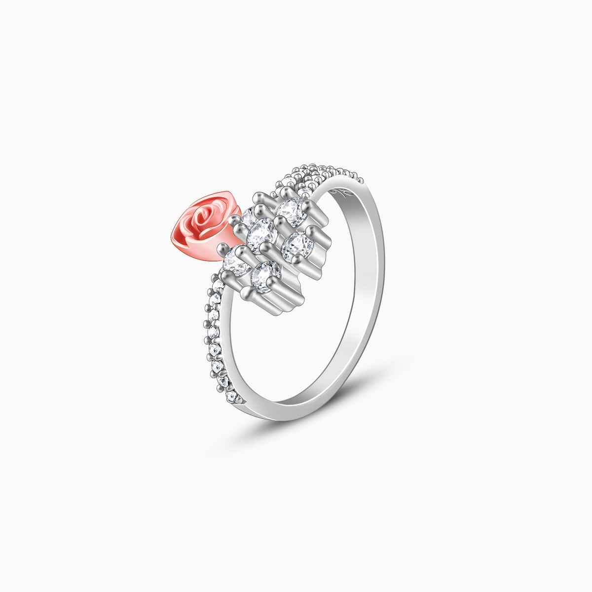 Giva Anushka Sharma Silver Studded Rose Ring