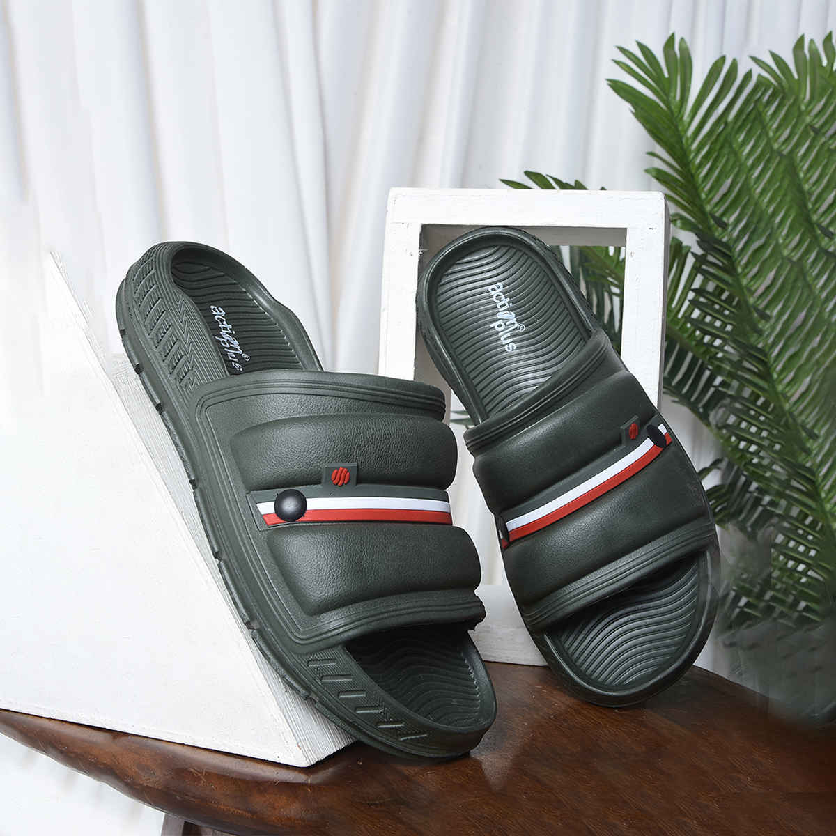 Action Sliders For Men | Ontm-44 Olive - UK-7