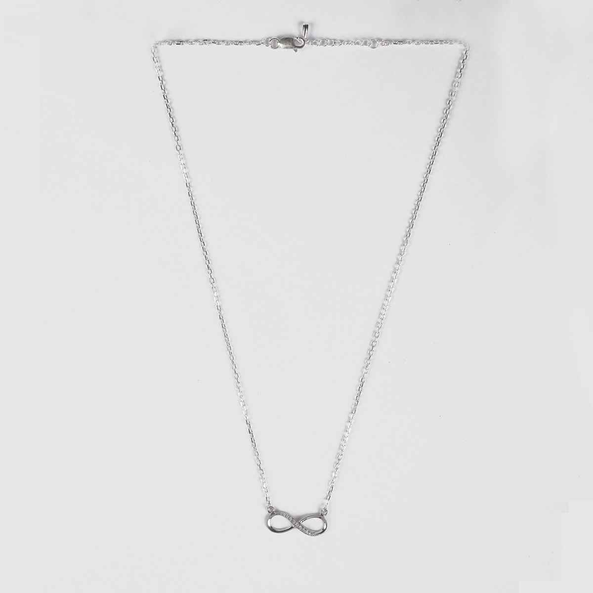 Clara 925 Sterling Silver Infinity Pendant Chain Necklace | Rhodium Plated | Swiss Zirconia