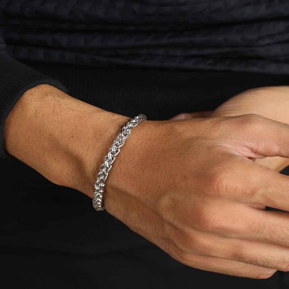 Fashion Frill Men's Criss Cross Bracelet Silver Regular