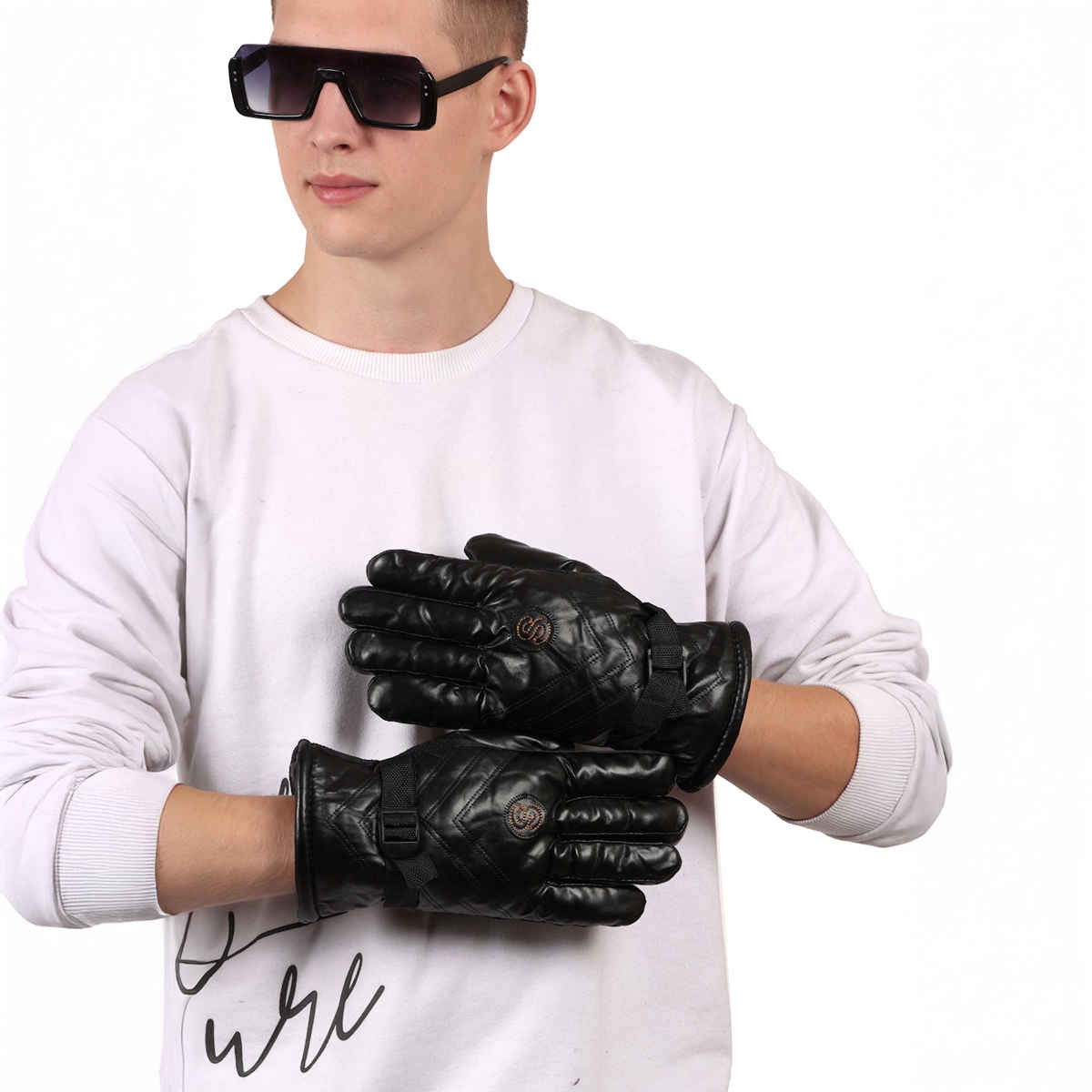 Calvadoss Men's Solid Gloves | Mgl-404 | Black