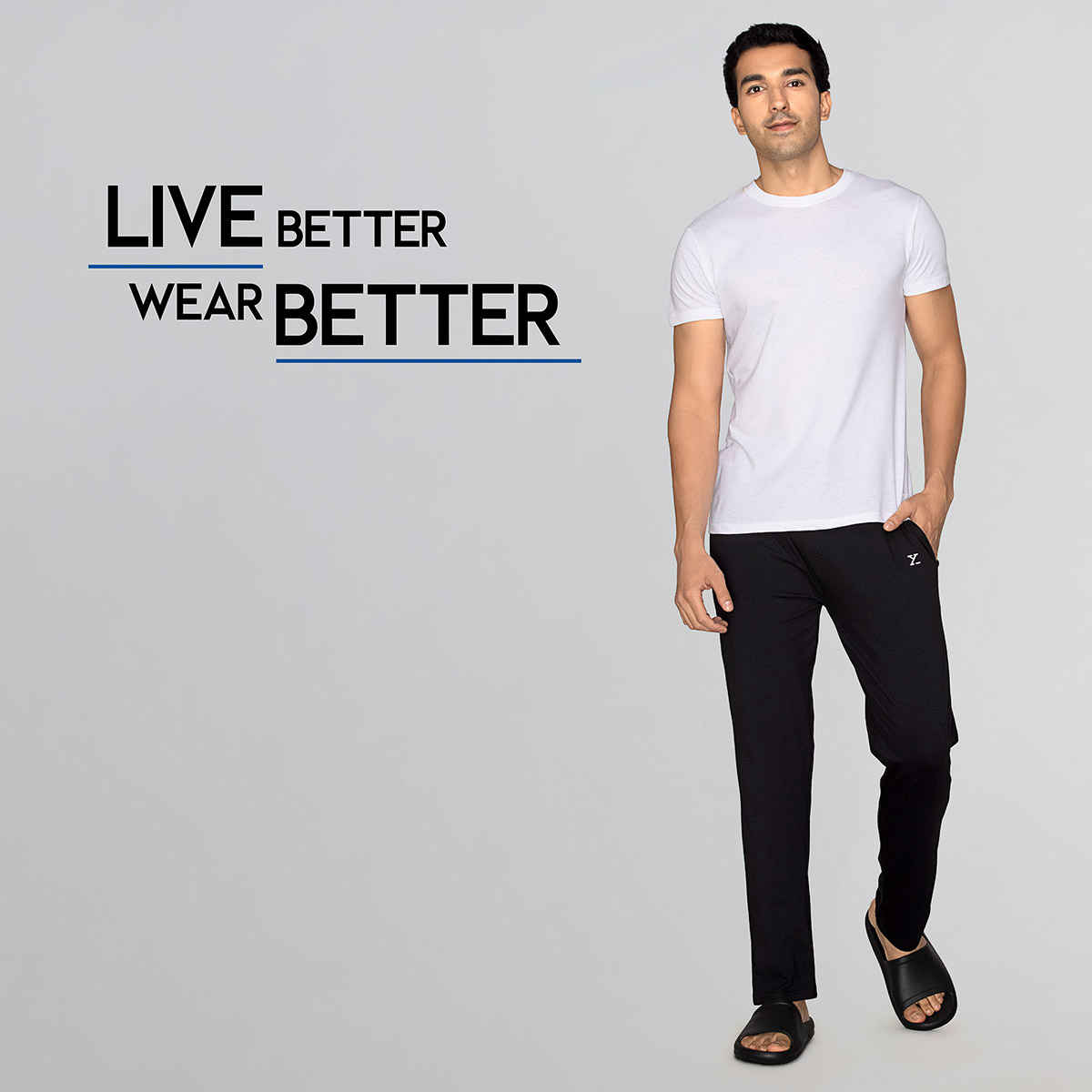 XYXX Ace IntelliSoft Cotton Modal Solid Loungewear Relaxed Fit | 2 Zipper Side pockets | Black- XL