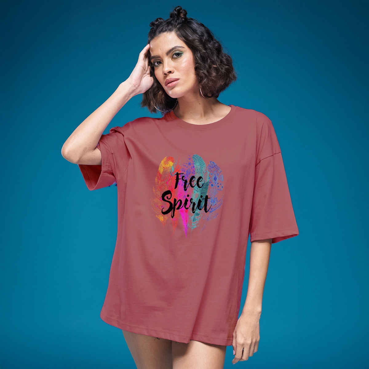Smartees Women's Oversize Printed T-shirt | WW - 2033 | Onion Pink - S