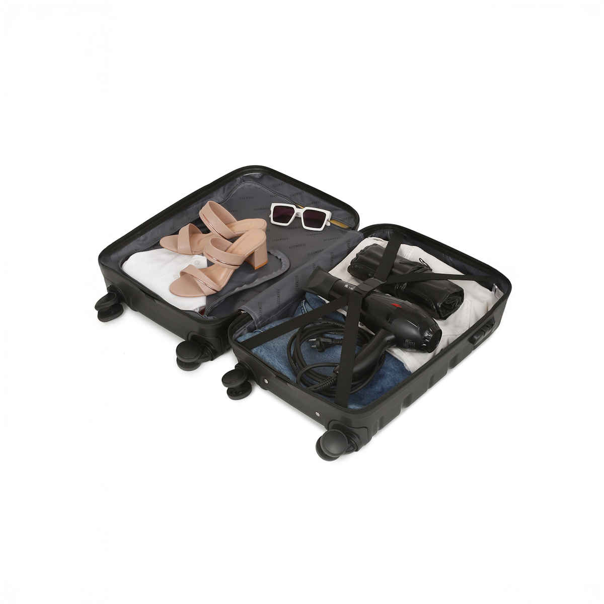 Teakwood Unisex Solid 95% Cotton and 5% Elastane 32 L Retractable Trolley Bag | Black - M