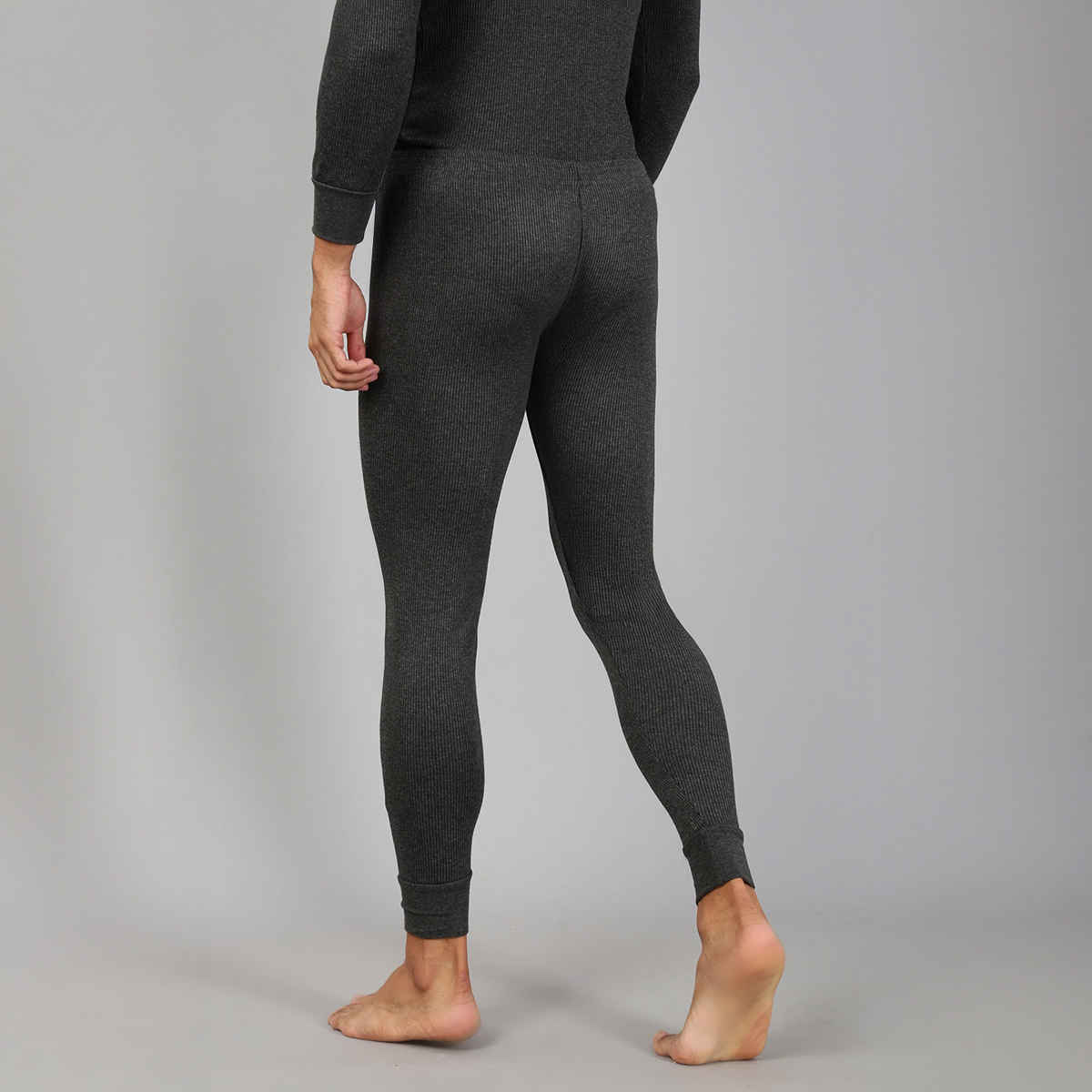 Lux Cozi Men's Heatek Thermal Comfort, Stretchable & Super Warm Trouser | Black Melange-100