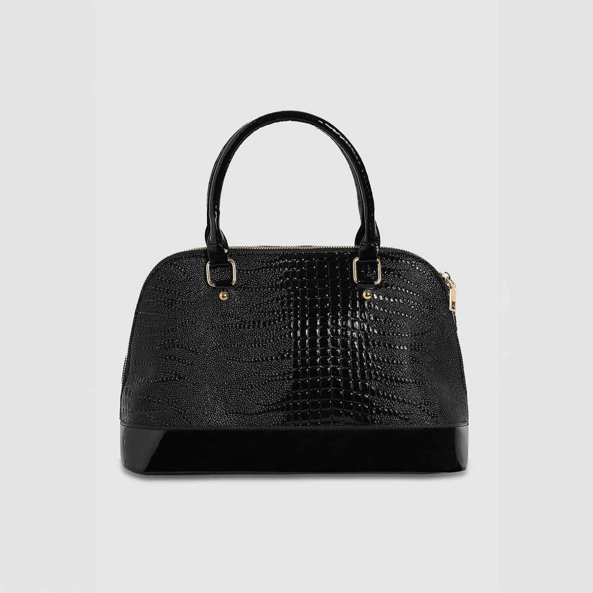 Haute Sauce Women's Textured Vegan Leather Top Handle Handbag | Black - One Size