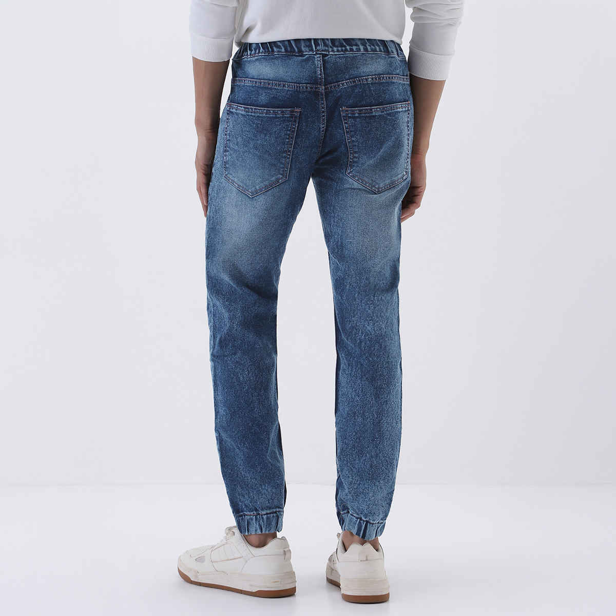 Urbano Fashion Men's Jogger Jeans Slim Fit Stretch Washed | Blue | 32