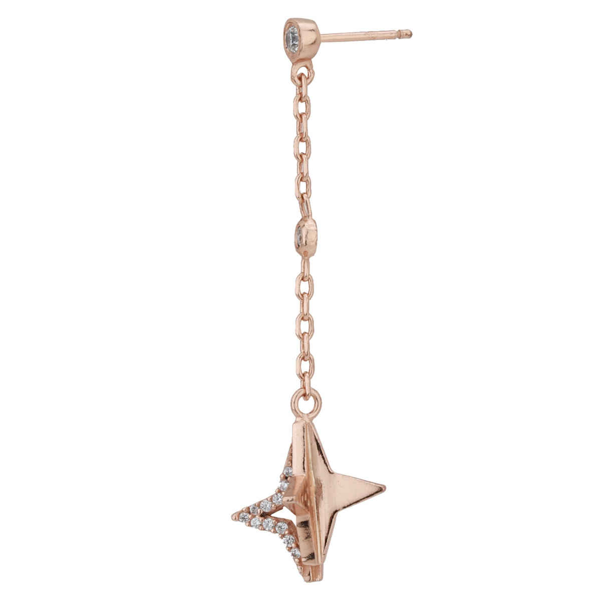 Carlton London 18kt Rose Gold Plated with CZ Dangling Star Drop Earring | FJE4354