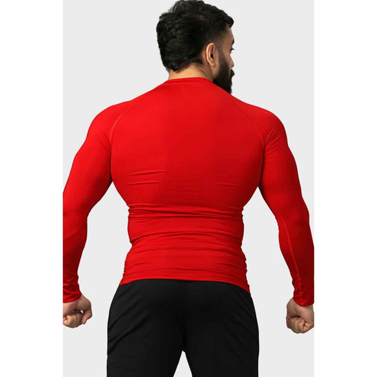 Fuaark Men's Compression Full Sleeve GYM T-shirt | Red - L