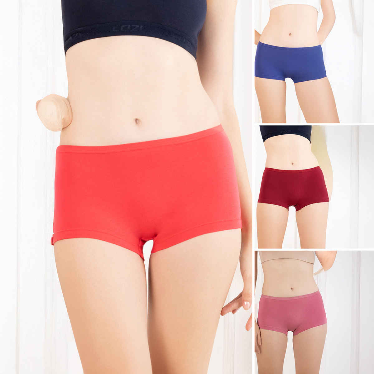 Lux Cozi Her Pure Cotton Women Boy Short Panty | Multicolor | Size-100 | Pack Of 4