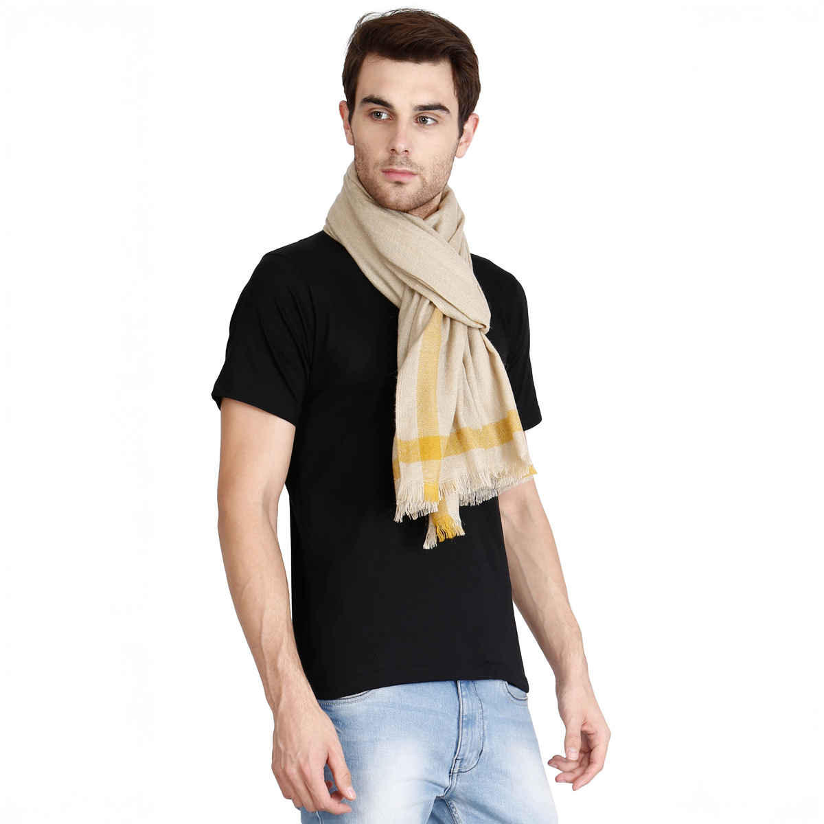 Fabseasons Unisex Solid Acrylic Wool Scarf | Beige