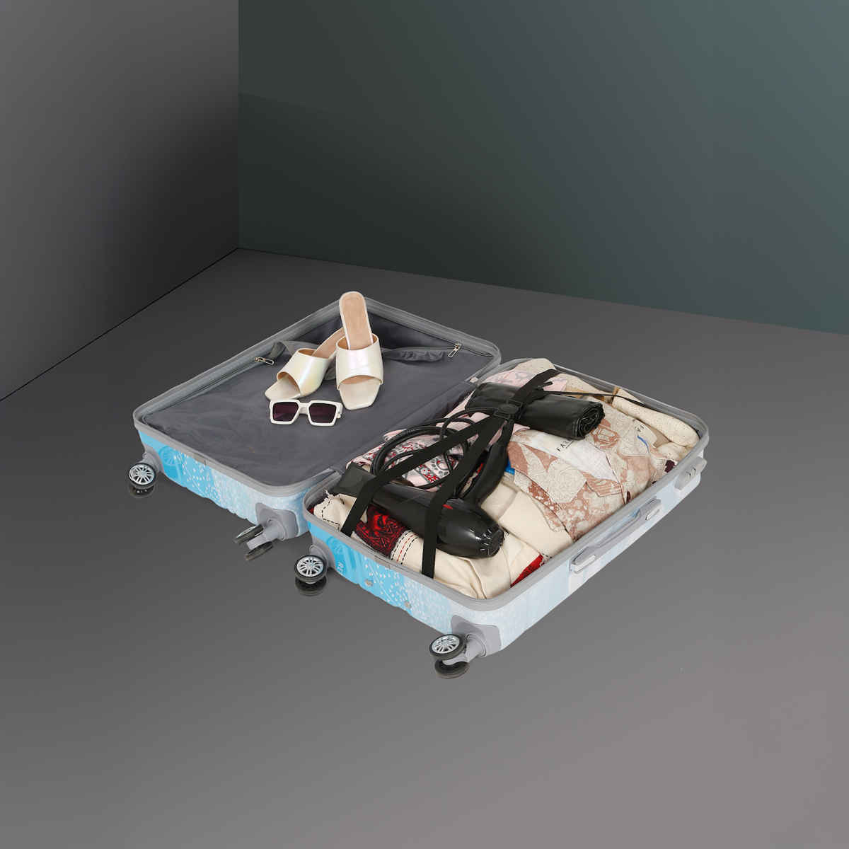 Teakwood Leather 360 Degree Rotation Hard Trolley Bag | Multicolour - Medium