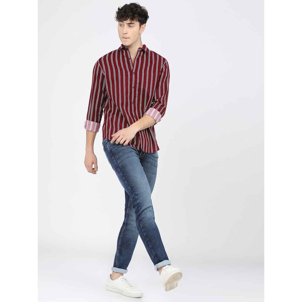 Ketch Men Slim Fit Striped Casual Shirt | Multicolor | S