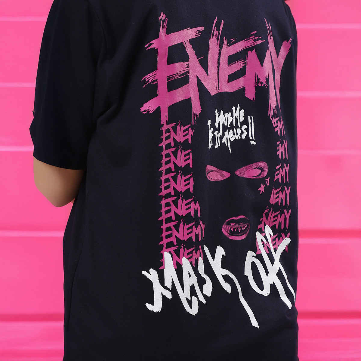 Rigo Women Terry Oversized Back Printed T-shirt | Navy - L