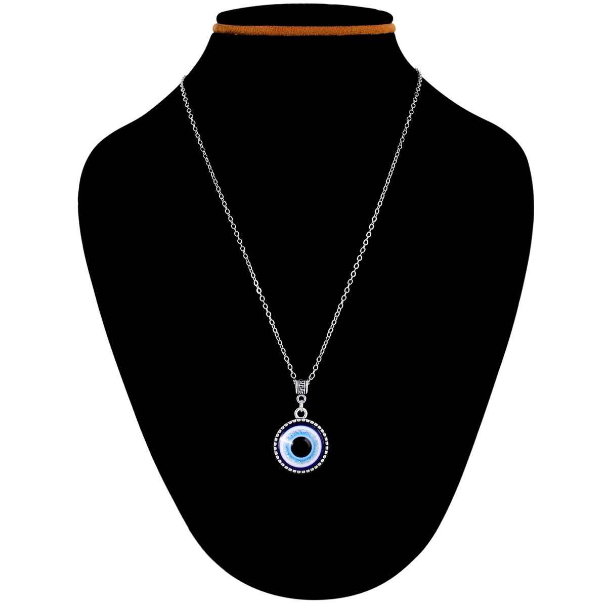 Fashion Frill Men's Evil Eye Pendant Chain Silver Onesize
