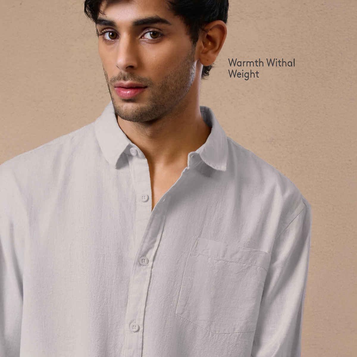 The Souled Store Men's Regular Cotton Linen- Cloud Grey Cotton Linen Shirts| S