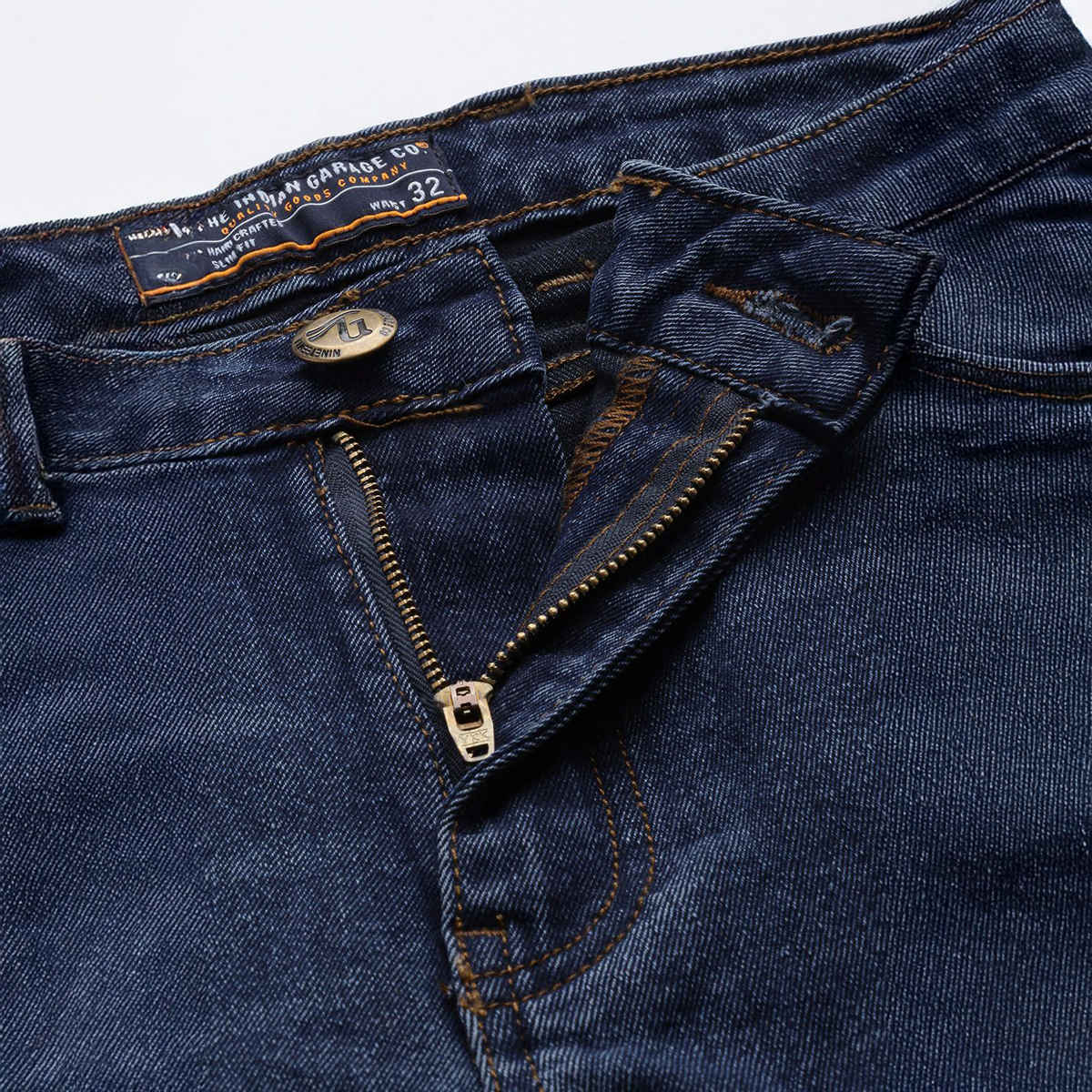 The Indian Garage Co Men's Bootcut Solid Casual | Blue - 32