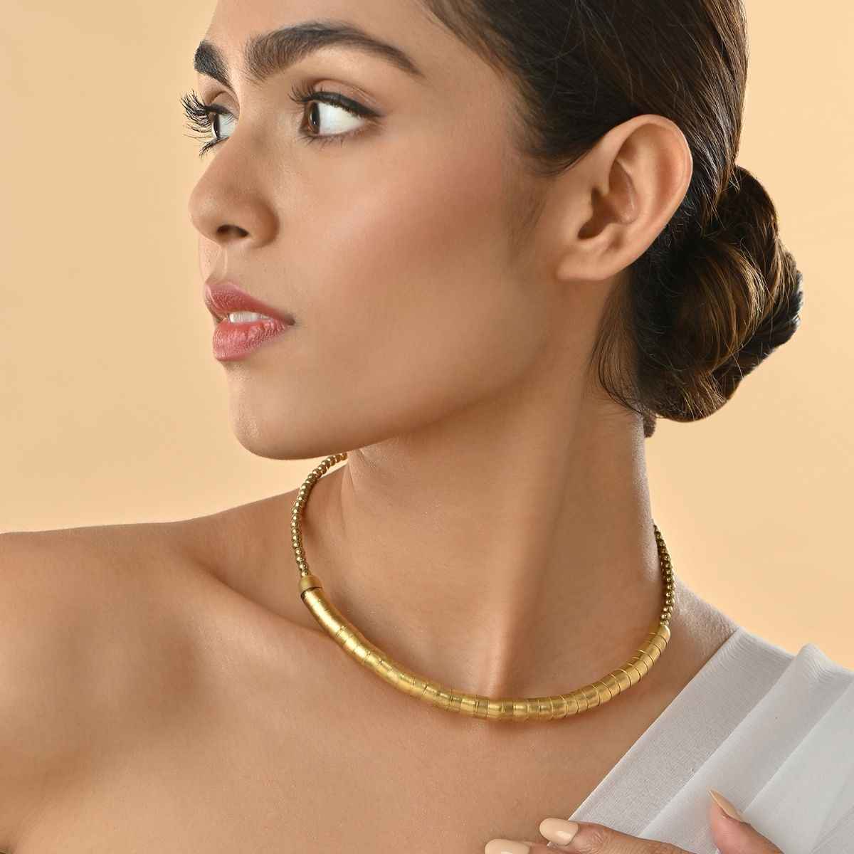 Fida Gilded Fused Beaded Choker Necklace