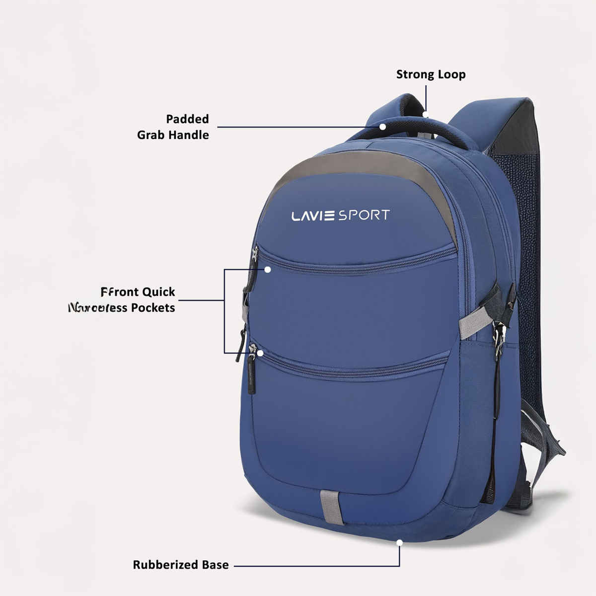 Lavie Sport Unisex Solid Polyester Padded Grab Handle Laptop Backpack | Navy | M (31 x 20 x 46 cm)