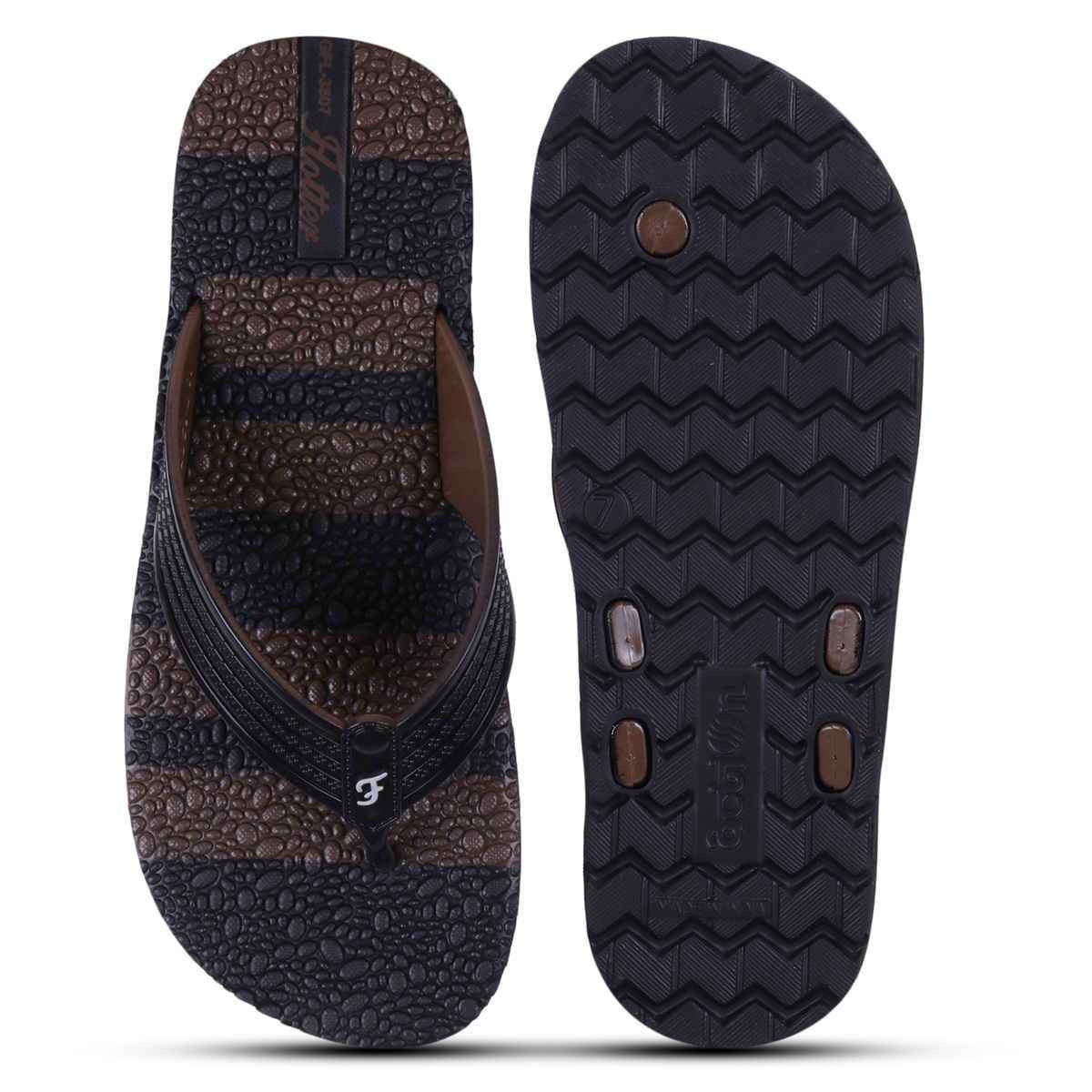 Action Slipper For Men | Gfl-3807 Black-Coffee - UK-10
