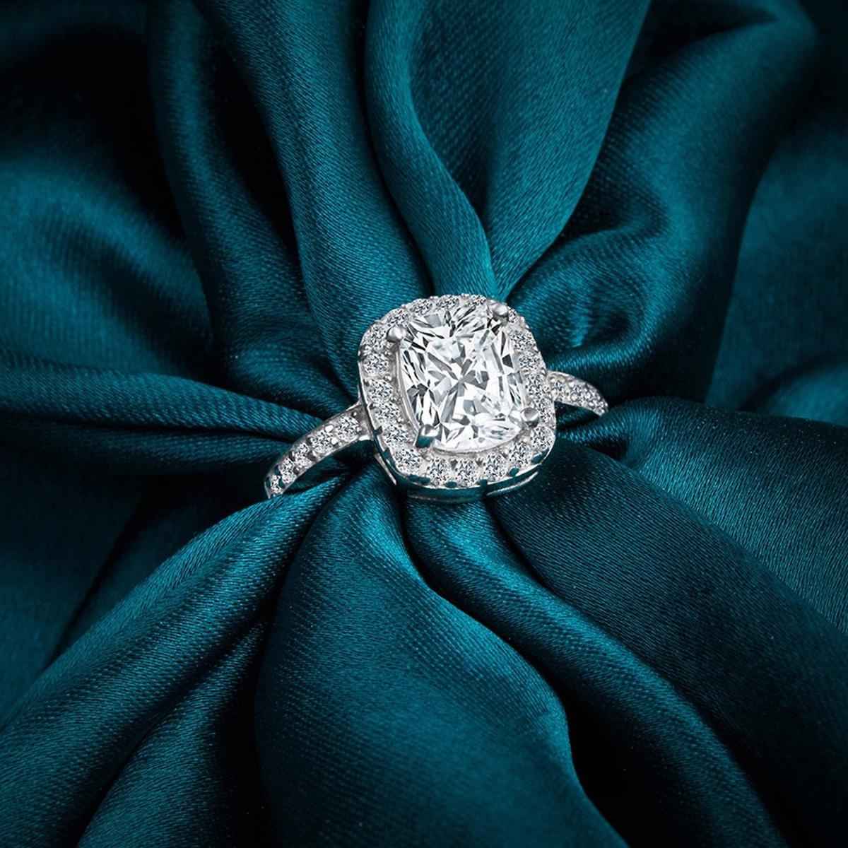 Jewels Galaxy Silver-Plated Geometric American Diamond Adjustable Finger Ring (1 Pack 1 Piece)