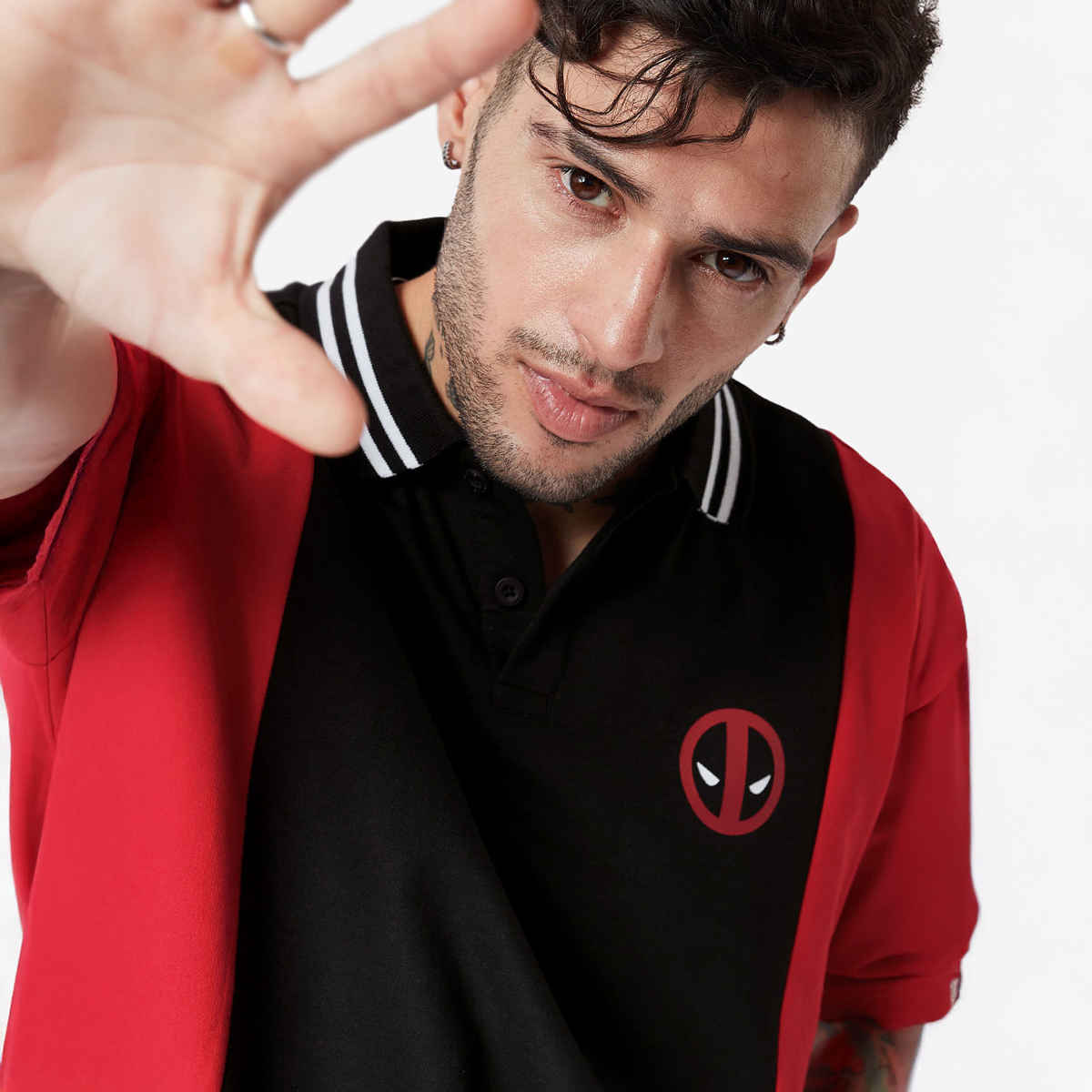 The Souled Store Men's Deadpool Logo Oversized Polo | Red - XL