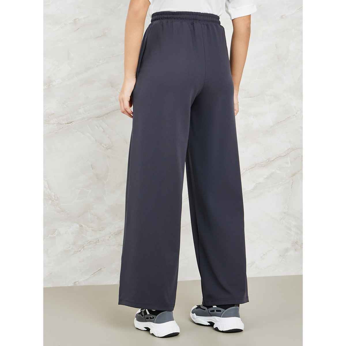 Styli Women's Wide Leg Jogger with Side Pocket | Charcoal - XXL