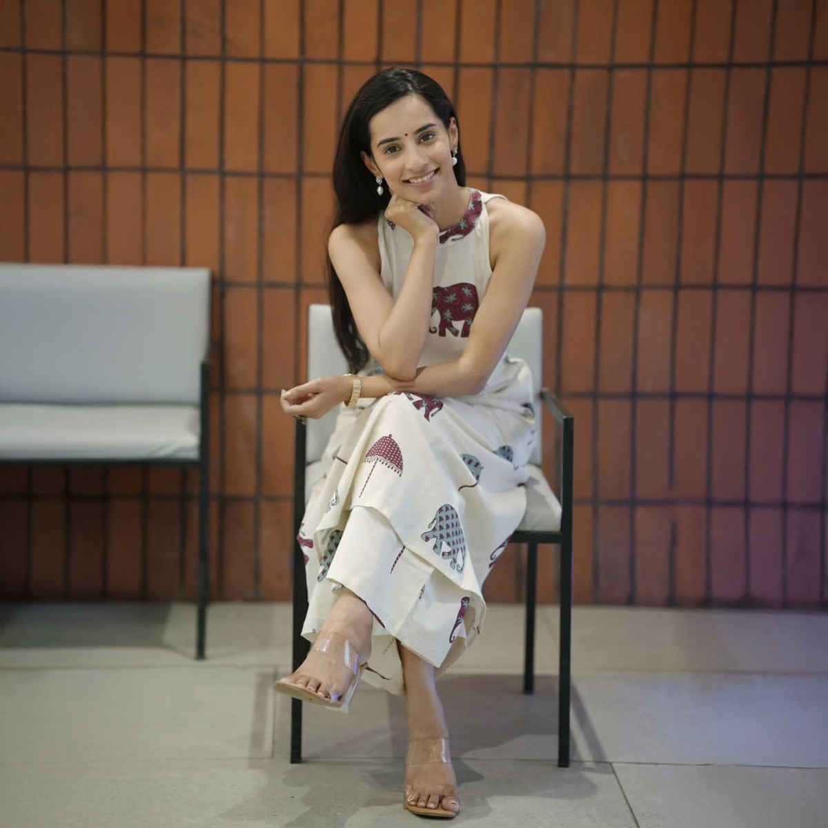 GoSriKi Women's Viscose Rayon Anarkali Printed Kurta with Palazzo | SURAI | White - XL