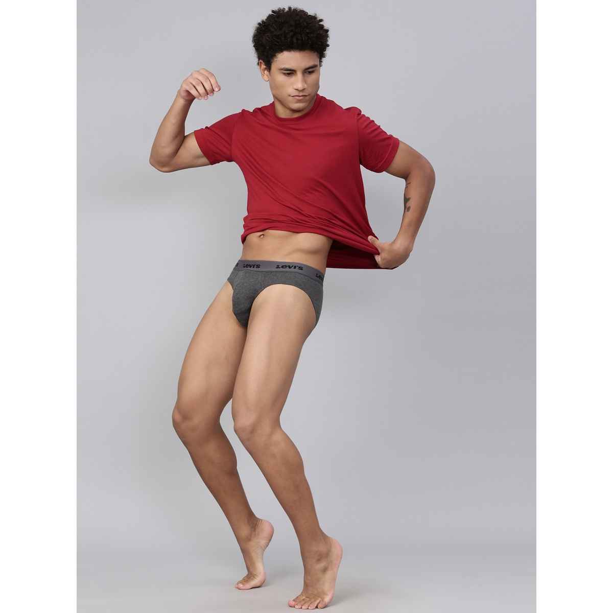 Levi's 009 Men's Neo Brief | Contoured Double Pouch | Pack of 2 | D. Grey Mel,D. Grey Mel | L