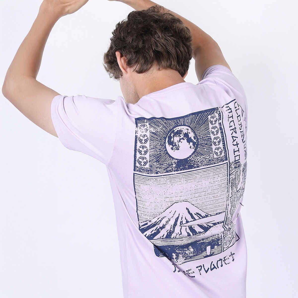 Highlander Men's Printed Round Neck Slim Fit T-shirt | Lilac - S