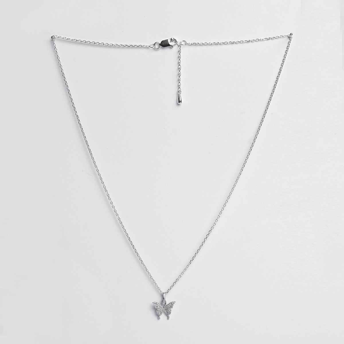 Clara 925 Sterling Silver Fia Butterfly Pendant Chain Necklace | Platinum Plated | Swiss Zirconia
