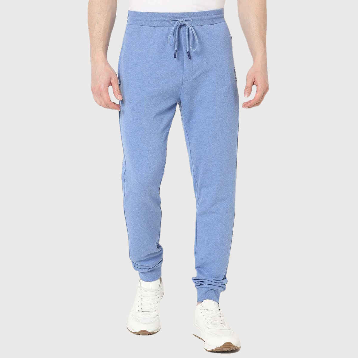 Underjeans by Spykar Men's Pure Cotton Pyjama | Blue Melange - M