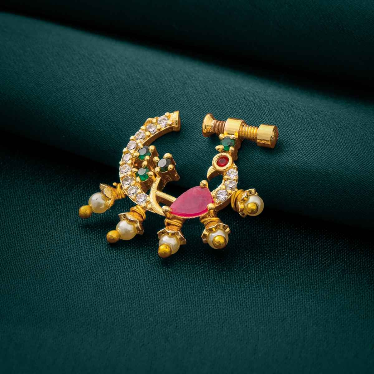 Yellow Chimes Gold Plated Non-Piercing Nose Ring for Women