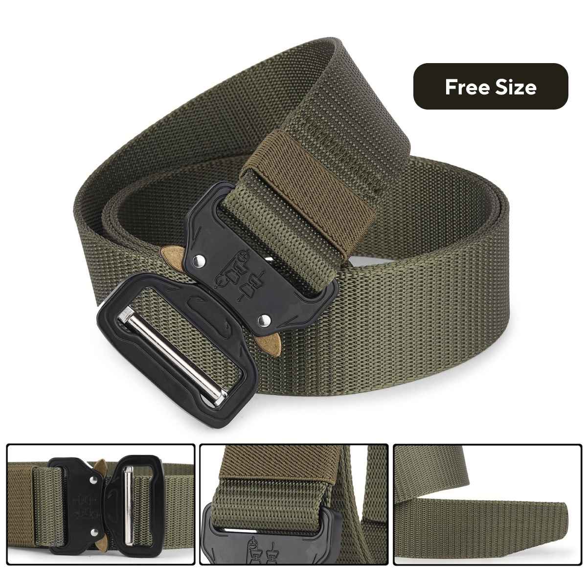 Zoro Men's Solid Nylon Belt | Green - Free Size