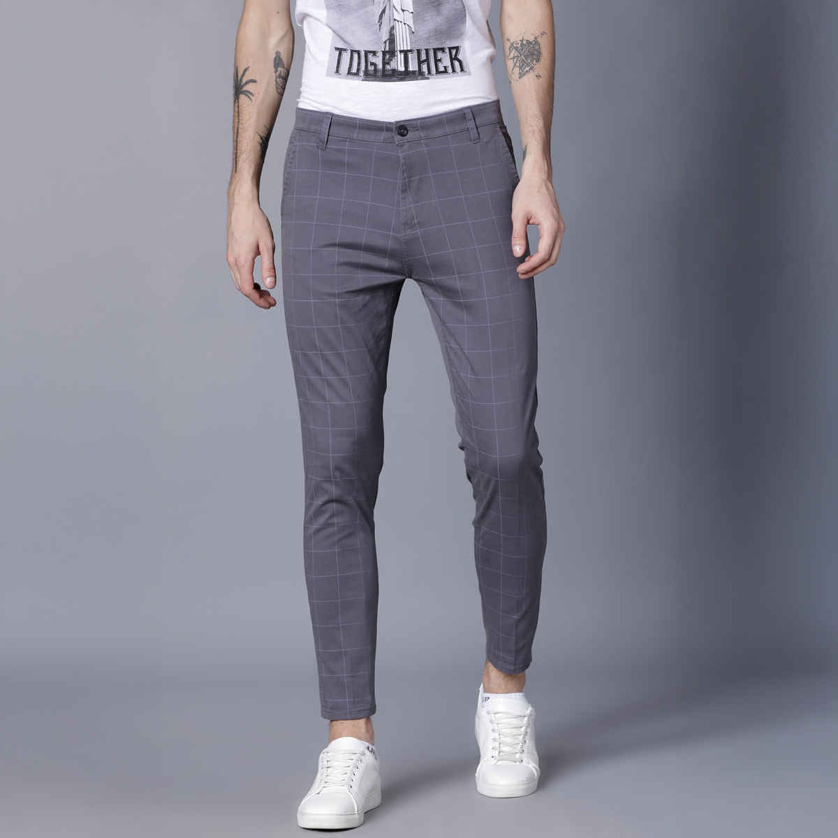 HIGHLANDER Men's Slim Fit Trousers | Grey - 34