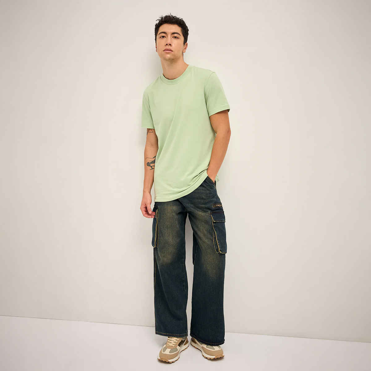 The Bear House Men Relax Fit Solid T-shirt - Xingu | Green | L