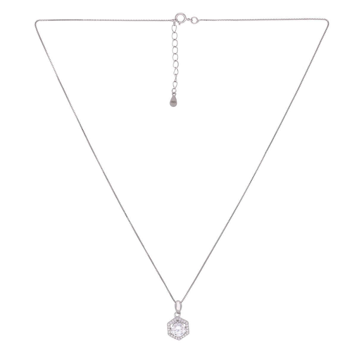 Kai Jewel Silver Solitaire Pendant with Chain
