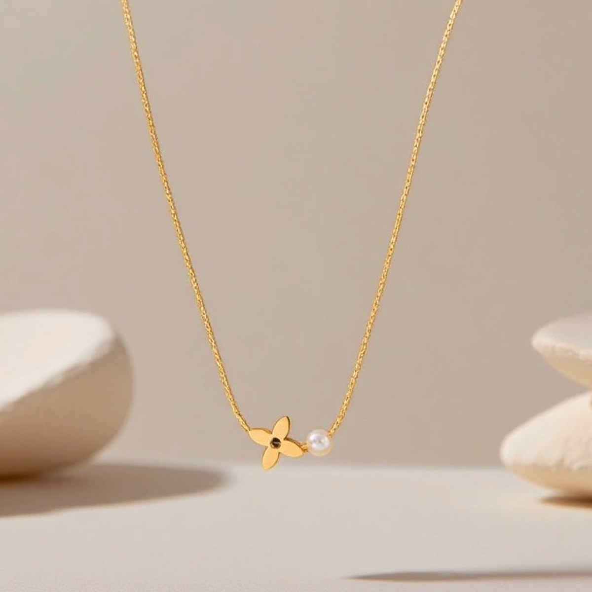 LabelShe Gold Plated Stainless Steel Floral Themed Pendant | LS-PS-26505