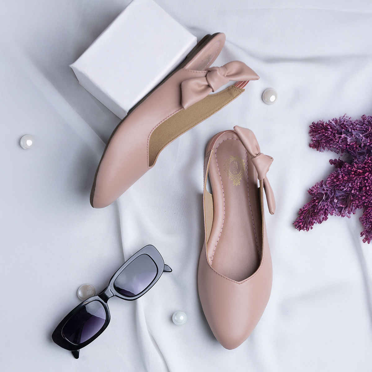 Shoetopia Casual Side Bow Detailed Pink Flat Belly For Women | UK 9