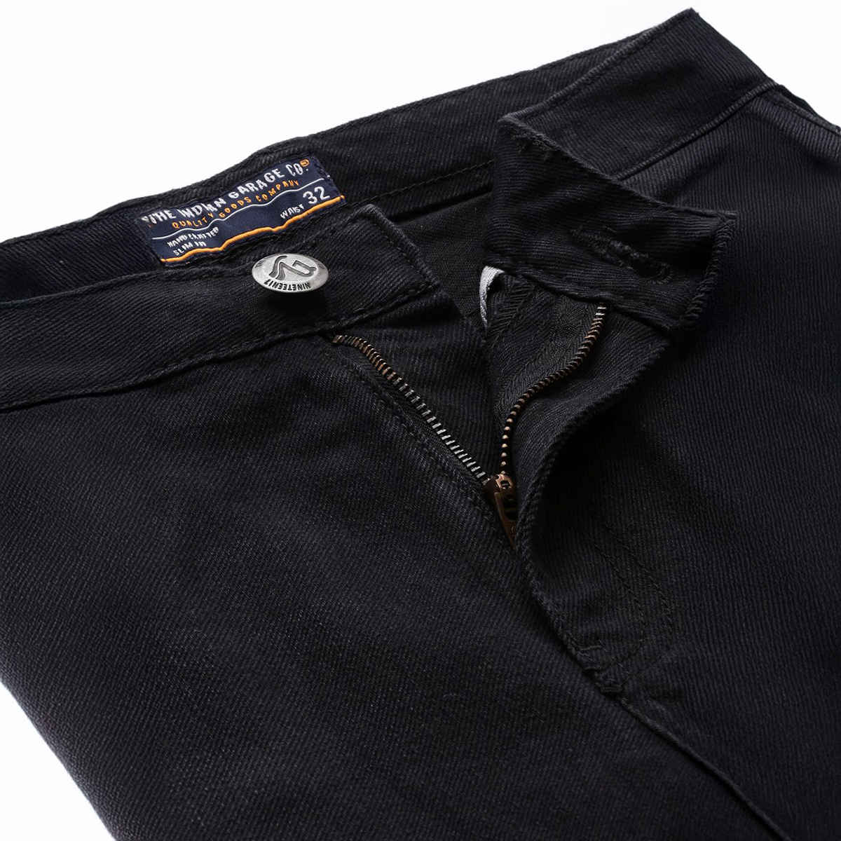 The Indian Garage Co Men's G-131 Dad Fit Solid Casual Jeans | Black | 32