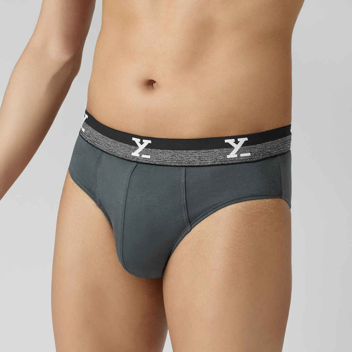 XYXX Men's Cotton Solid Briefs, Pack of 1, Anchor Grey| M