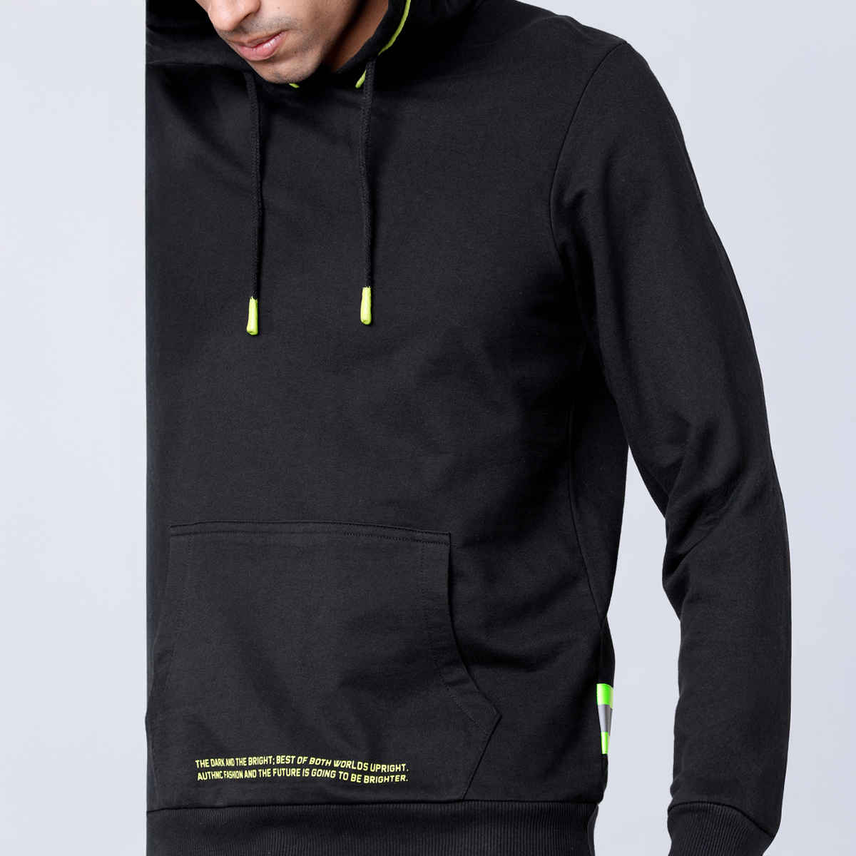 HIGHLANDER Men's Solid Hooded Sweatshirt | Black - M