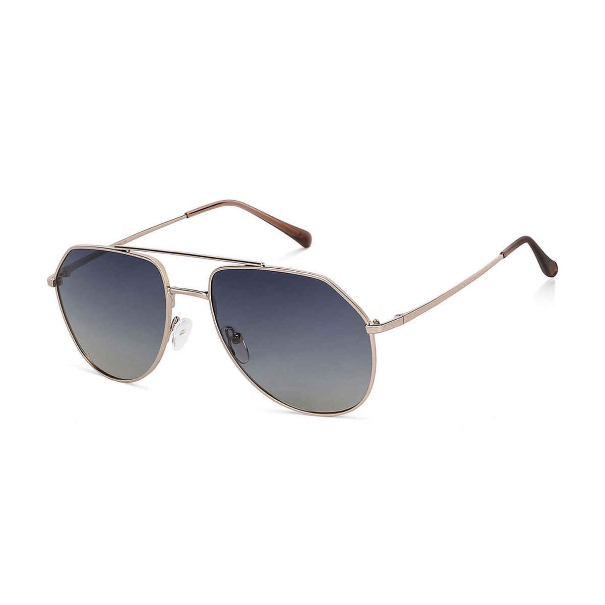Vincent Chase By Lenskart Unisex Solid Metal Aviator Sunglasses | Black and Gold - L