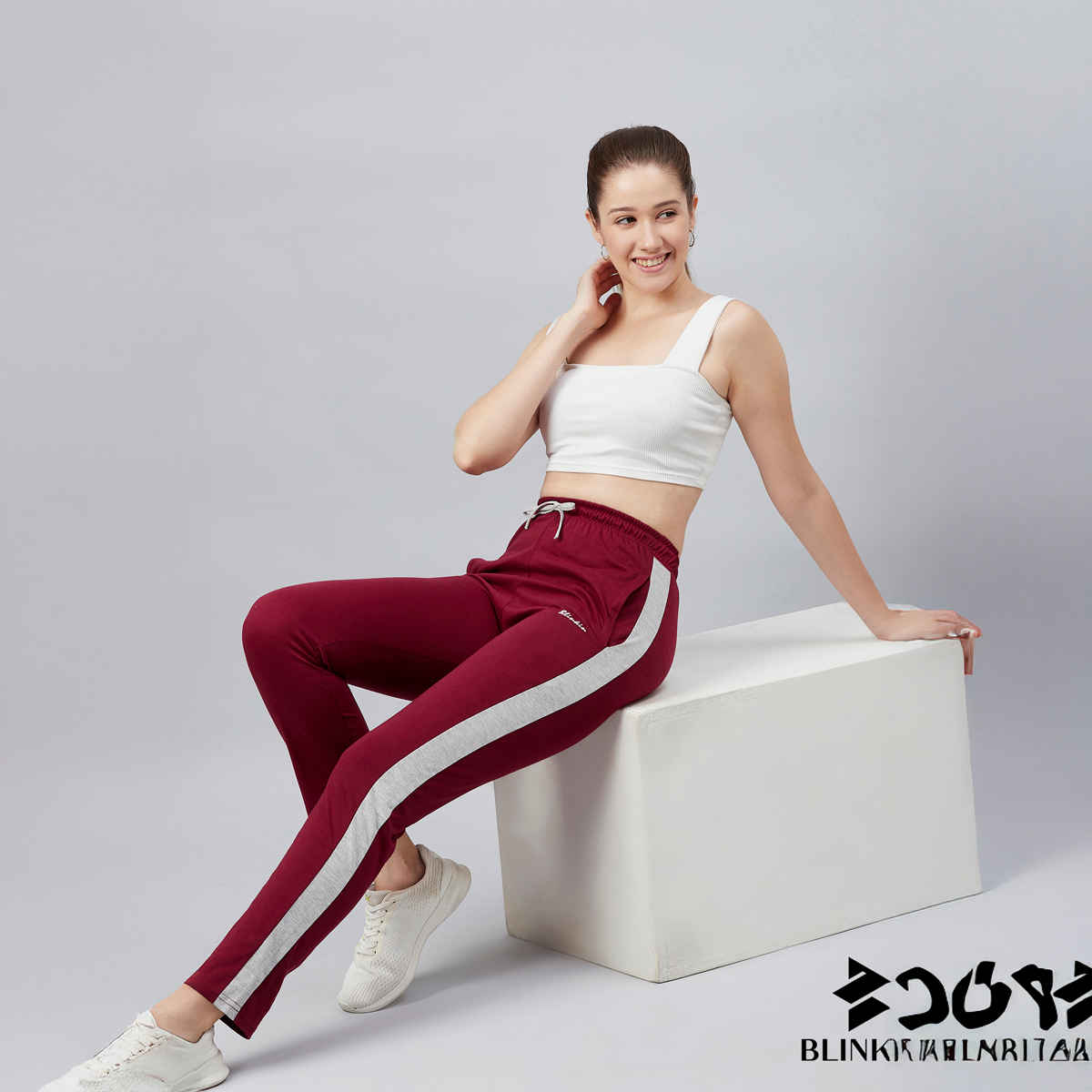 Blinkin Women's Cotton Color Block Pyjamas & Track Pants with Side Pockets | Maroon - 2XL