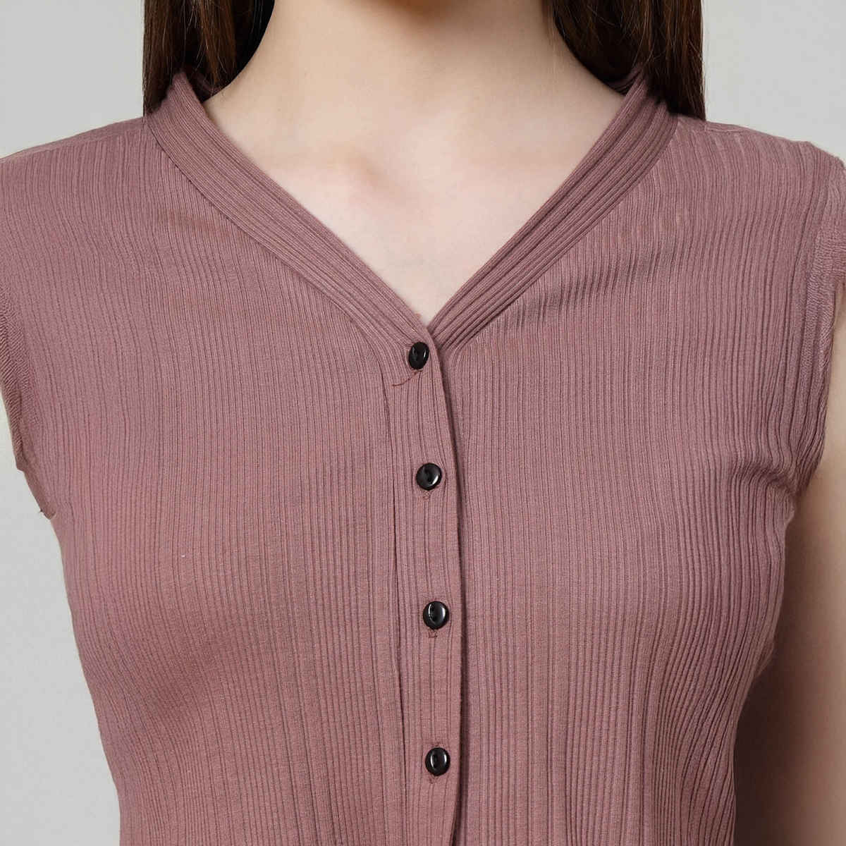 Rigo Women Rib Crop Top | Mauve - XL