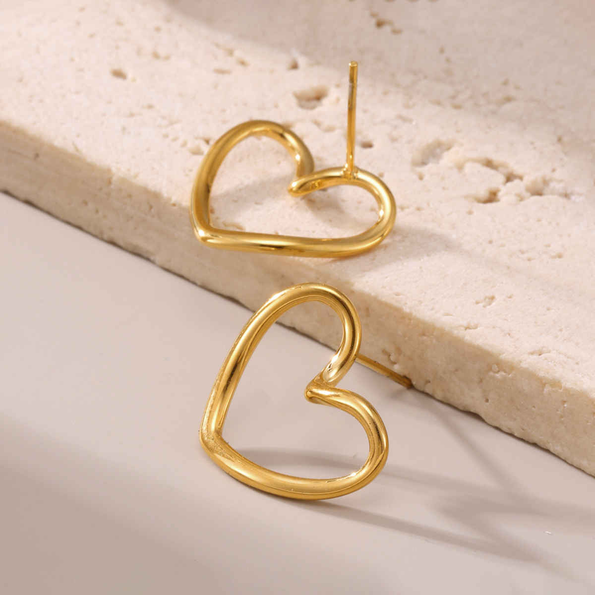 Label She Gold Plated Anti Tarnish Stainless Steel Heart Themed Stud Earrings | LS-ERG-57077