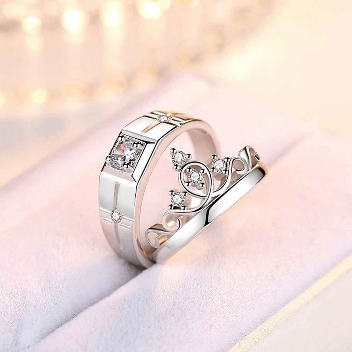 Fashion Frill Women's Crown Rings Silver Adjustable