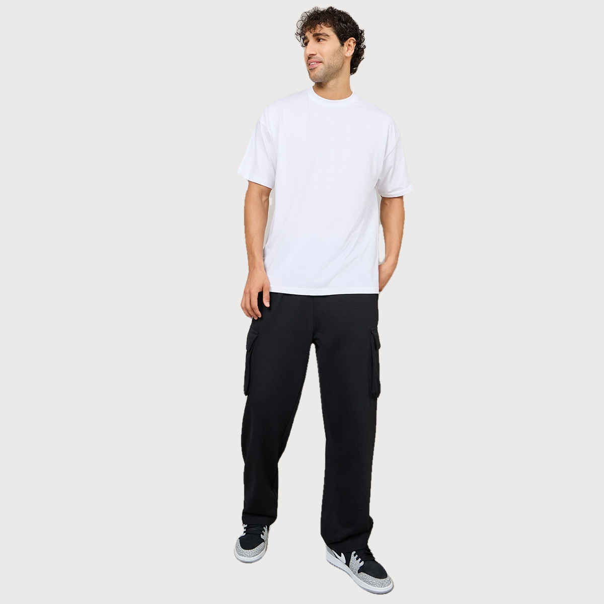 Styli Men's Oversized Tee with Back Print | White - M